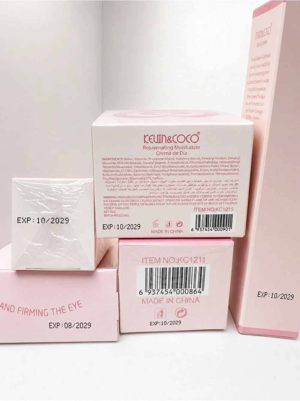 5PCS Skincare Set Kevin & Coco Face Wash Sunscreen Vitamin C Serum Eye Cream New